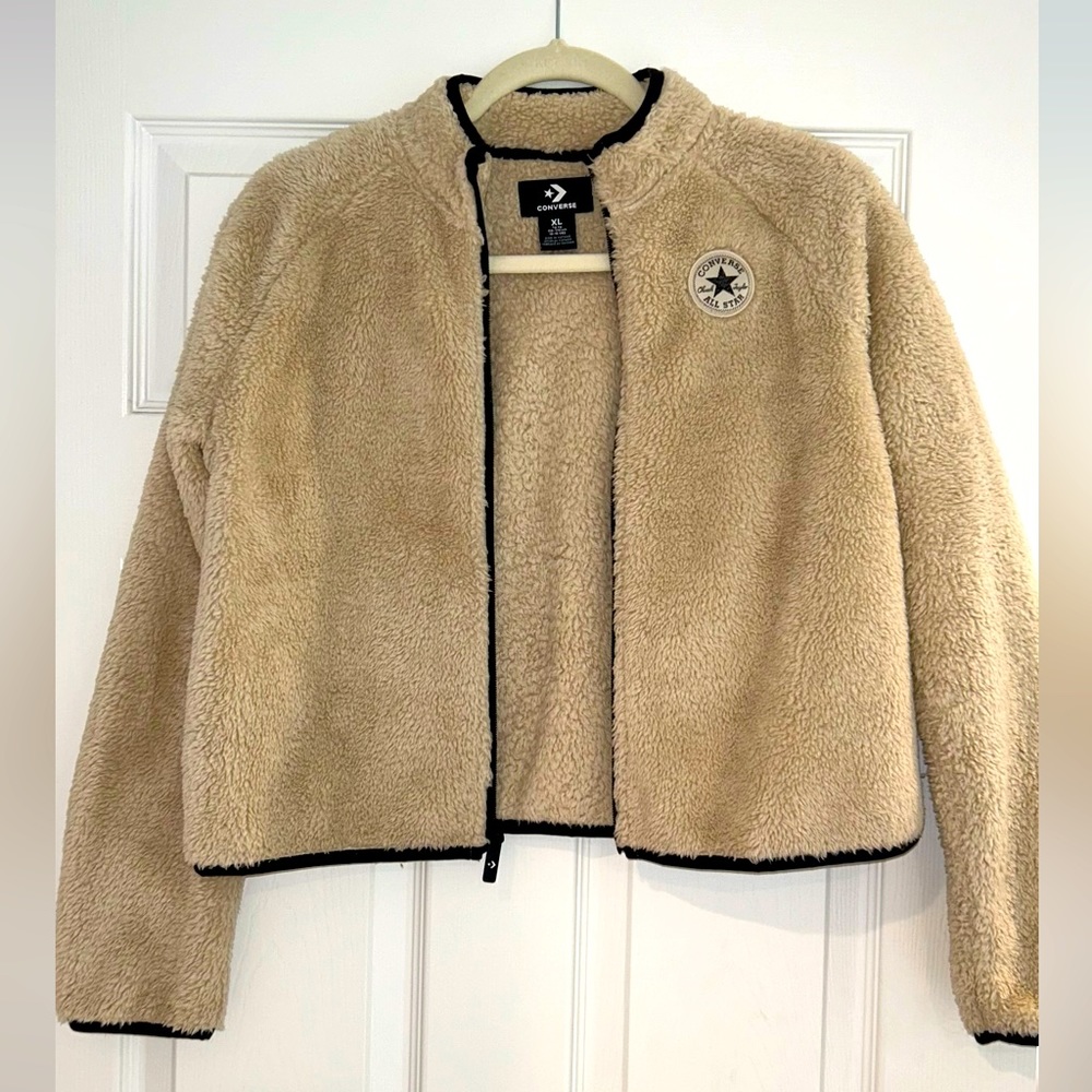 Converse Tan Sherpa Cropped Jacket Girls XL